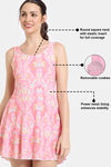 Zelocity Elastane Blended Slip-On Swimdress with Removable Pads - Peach Pink — thumbnail 7